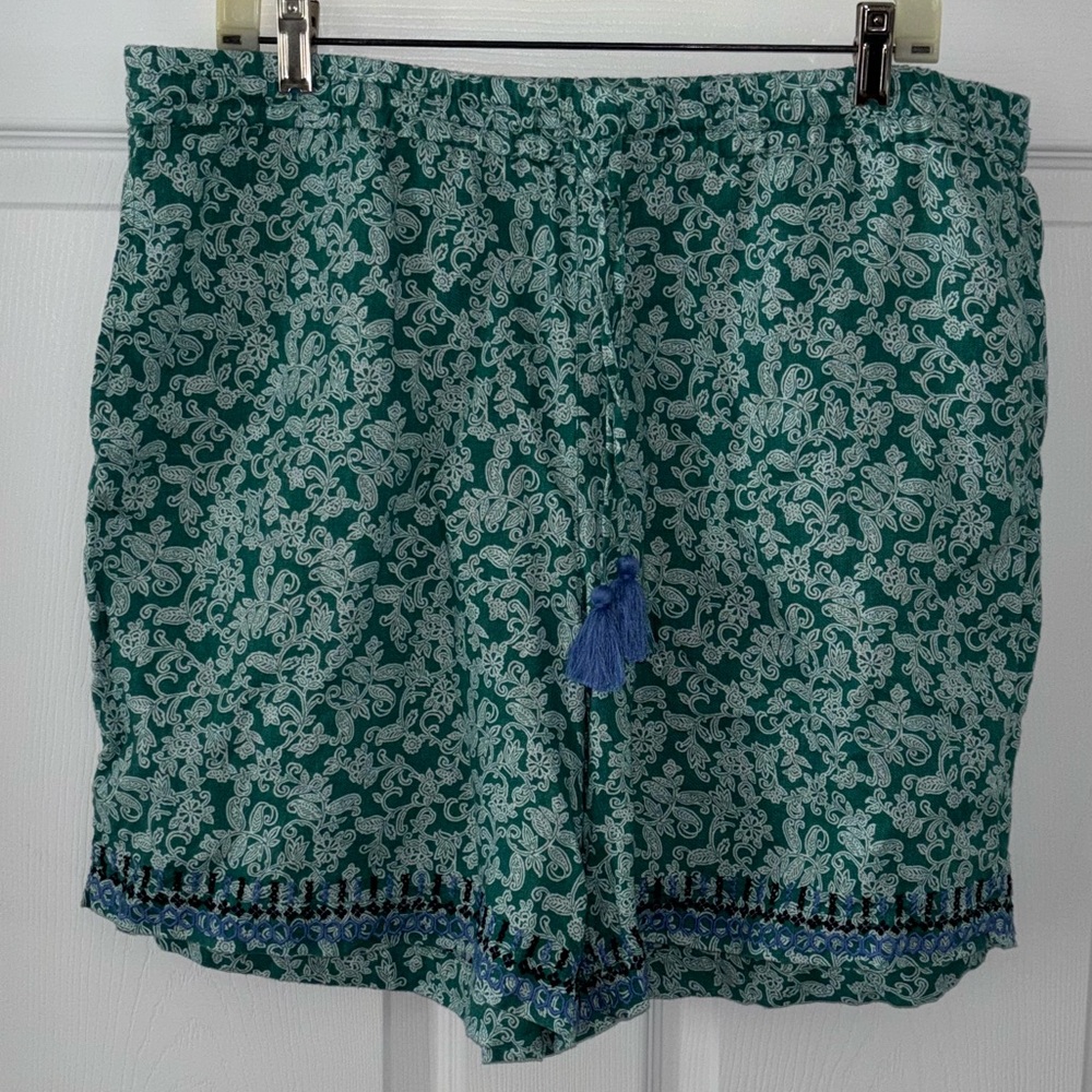 J. Jill Green Floral Linen Women's Shorts